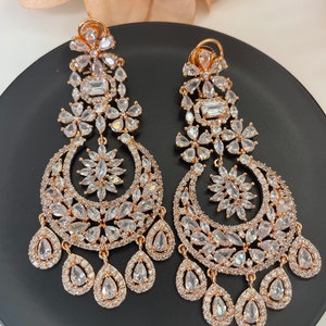 CZ Ohrringe/Indischer Schmuck/American Diamond Jhumka/Polki Ohrringe/Braut Jhumka/CZ Set/Statement Ohrringe/Rosegold Ohrringe/jhumka Ohrringe