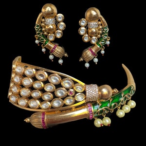 Gold Meenakari Choker with Jhumka Earrings: Indian Bridal Jewelry