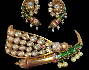 Gold Meenakari Choker with Jhumka Earrings: Indian Bridal Jewelry