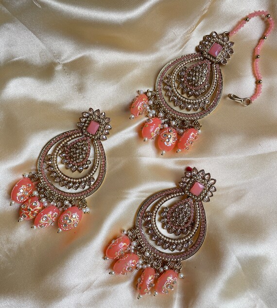 Maangtika set/Punjabi tikka and earrings/Jhumka Ti