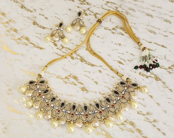 Gargantilla Pachi Kundan - Joyería nupcial india, collar Valima