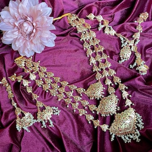Gold Finish Layered Bridal Mala: Indian Pakistani Nikkah Jewelry