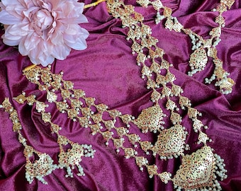 Indische Layer Mala/Pakistani Brautschmuck/Nikkah Schmuck/Layered Gold Halskette/Walima Schmuck/Indischer Jadau Schmuck/Gold antik lange Mala