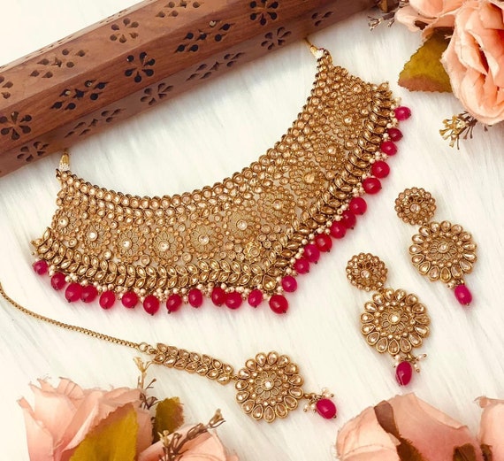 Gold Bronze Indian Bridal sabyasachi Jewelry kundan Jewelry polki