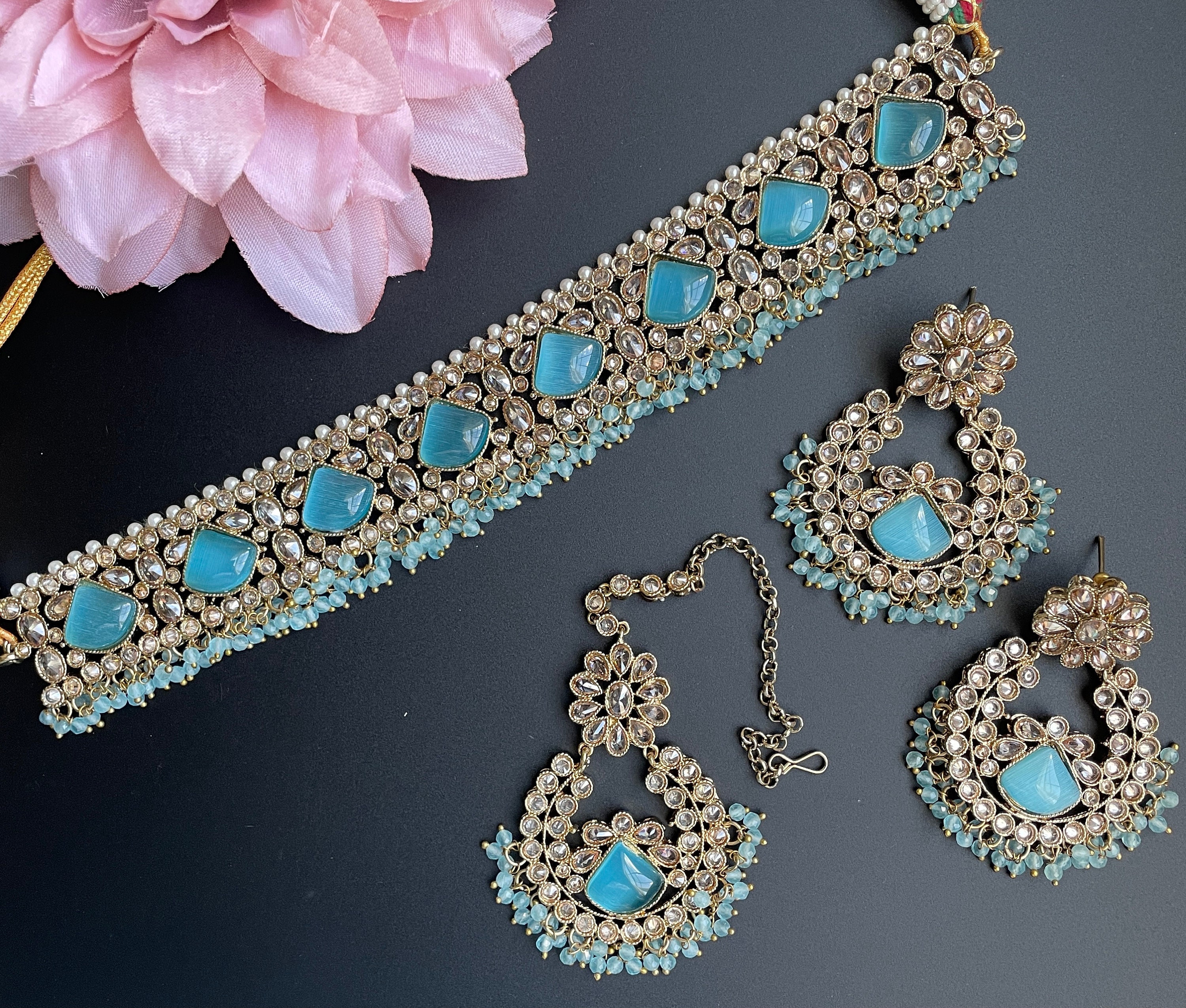 Bollywood Jewelry/Indian Jewelry/Kundan Jewelry/Green Choker/Indian Bridal Set/Kundan Set/Sabyasachi/Bridal Indian Jewelry/Choker Set/Kundan