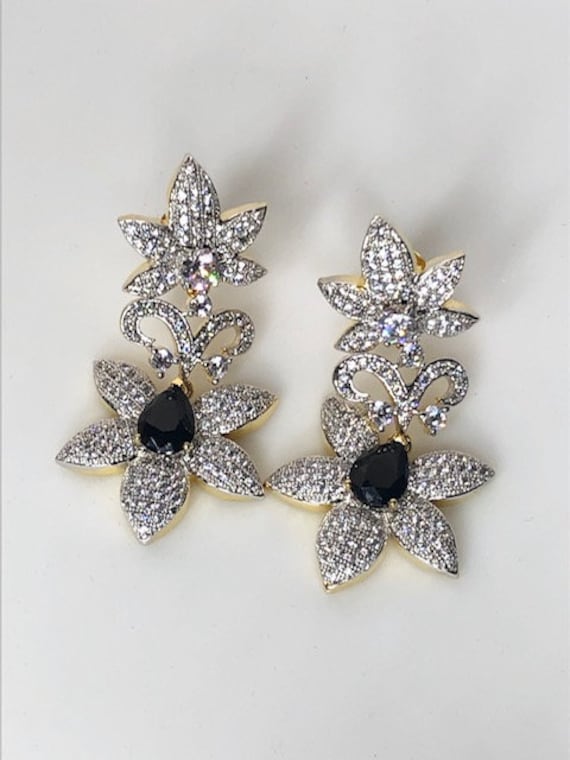 Statement Jewelry/Bollywood Jewelry/Indian Jewelry/Silver Earring  Earring/Statement Earrings/Sabyasachi/American Diamond/cz earring