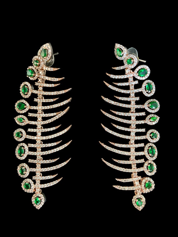 Buy Emerald Earrings sabyasachi Jhumka american Diamond Long Earrings statement Glam Earrings party Earrings ruby Diamond Earrings indian Jhumka Online in India Etsy