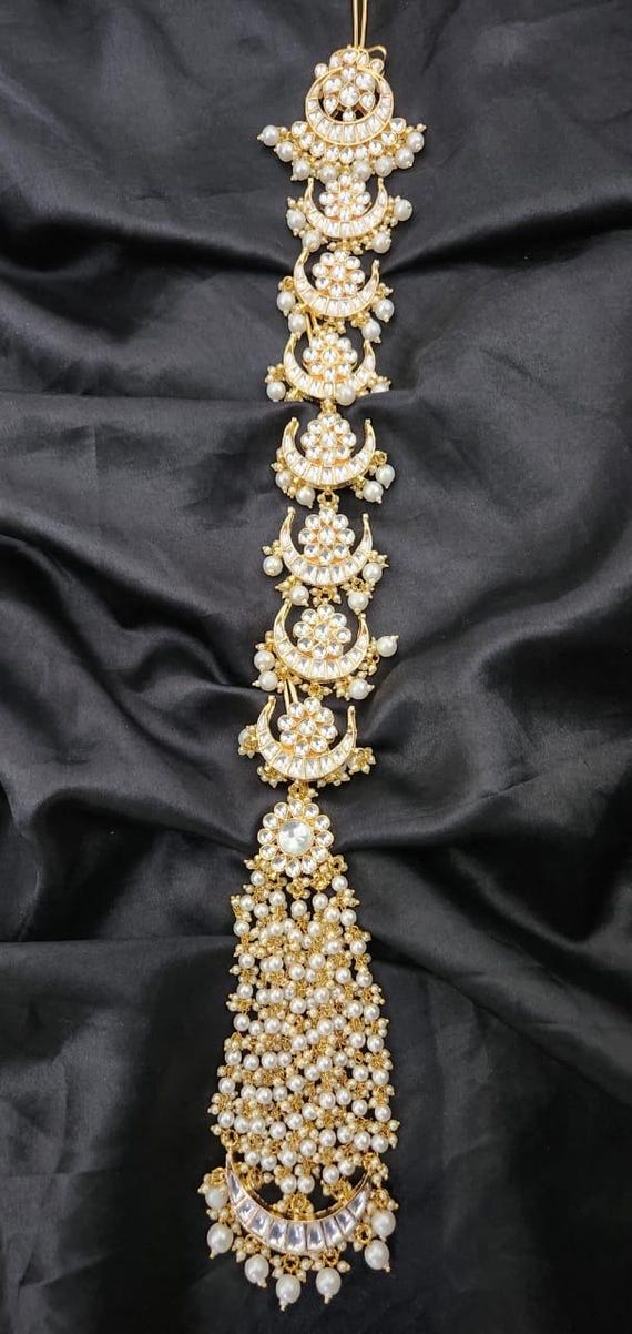 Gold Kundan Paranda: Indian Braid Hair Accessory - Etsy display picture 3