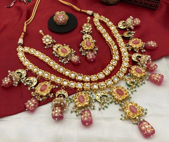 Kundan Necklace/polki/layered Long Necklace/rani Haar/bollywood