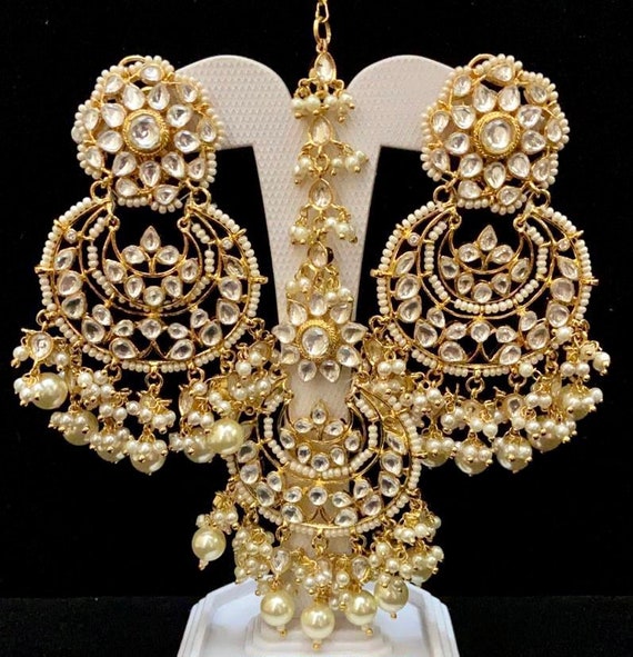 Gold Maangtika Set/kundan Tikka Set/polki Tikka and Earrings/tikka