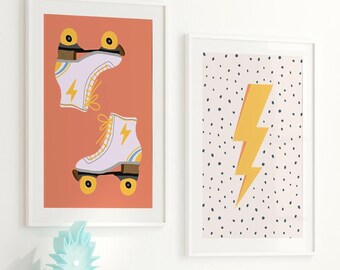 Roller Skate Girl Room Print: Retro Skater Art (Digital Download, PDF