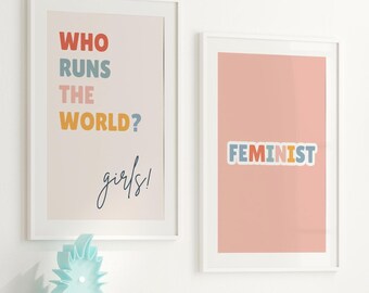 Girl Empowerment Art Print: Feminist Wall Decor (Digital Download, PDF Files)