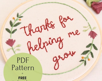 Hand Embroidery Pattern for Teacher Appreciation Gift, Christmas Gift for Teacher DIY, Easy Hand Embroidery Design for Beginners