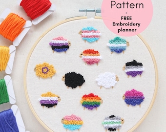 Pride Sheep Embroidery Pattern: LGBTQ+ Equality Hoop Art (PDF Pattern)