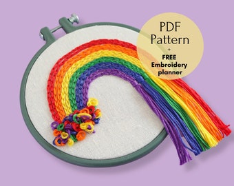 Pride Embroidery Design, Rainbow Embroidery Pattern PDF, Easy Embroidery for Beginners, LGBTQIA Embroidery Gift, Pride Home Decor DIY