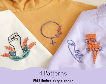 Women empowerment embroidery designs small, Feminist embroidery patterns PDF, DIY hand embroidery for clothes