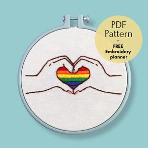 Padrão de bordado Pride, Padrões de bordado à mão em PDF, Bordado LGBTQ, Presente de Natal gay, Desenhos de bordado para download