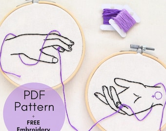 Feminist Embroidery Pattern PDF, Empowering Hand Embroidery Design for Beginners, Female embroidery, Feminist Hoop Art, DIY Feminist Decor
