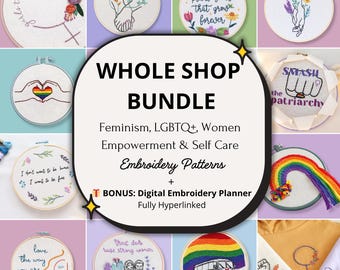 Feminist Embroidery Patterns Bundle: LGBTQ+ Pride, Self-Care (Digital Download