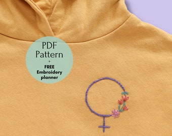 Venus Symbol Design for Hand Embroidery for Clothes, Feminist Embroidery Pattern PDF, Starter Embroidery Hoodie, DIY Embroidery for Female