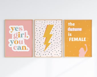 Teen Girl Room Decor: Inspirational Quote Poster Set of 3 (Digital Download)