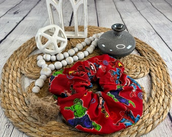 The Hulk Superhero Red Scrunchie  size: XL  9"