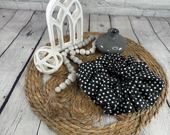 Black Polkadots Scrunchie  size: XL  9"