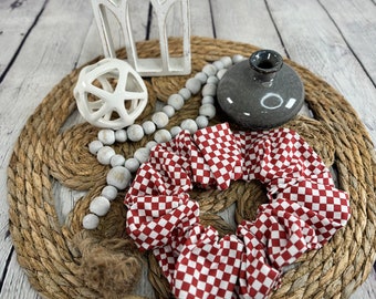 Red Checkered Scrunchie  size: XL  9"