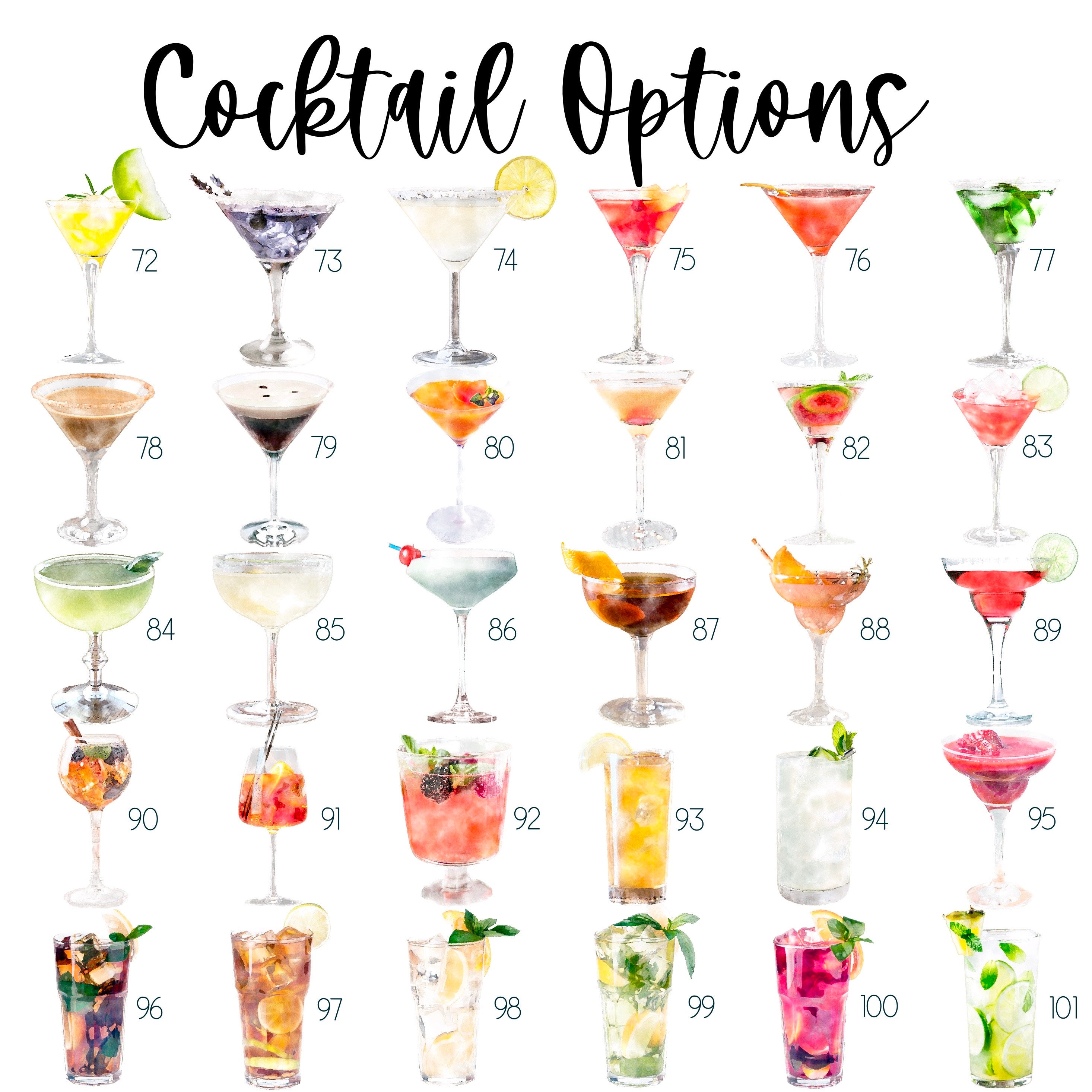signature-cocktail-menu-watercolor-cocktails-wedding-bar-etsy