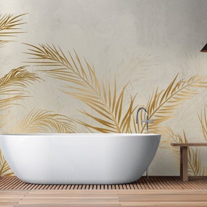 Carta da parati con foglie tropicali, sfondo bianco, motivo floreale botanico, stacca e incolla, autoadesivo, decorazione murale, carta da parati rimovibile
