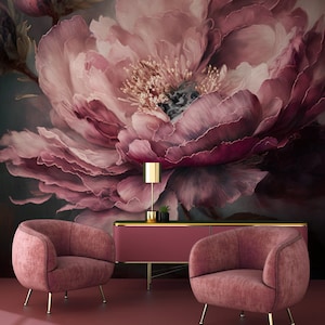 Blumen abstrakte Tapete, Wandbild mit Blumen, selbstklebend (Schälen und Aufkleben), nicht selbstklebend (Vinyl / traditionell), entfernbar