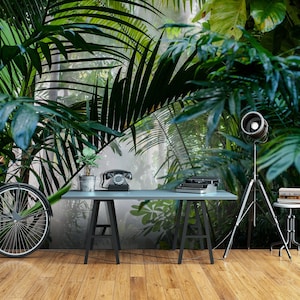 Dschungel, Regenwald , Tapete, tropische Blätter, Palme, exotisches Wandbild, Schälen und aufkleben, Tapete, Wanddeko