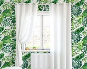 Aquarel tropische bladeren behang, Peel and Stick muurschildering (vinyl/traditioneel)