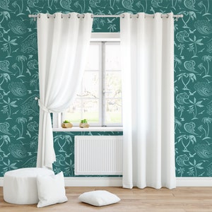 Wallpaper with palm trees and sea, leaf Wall Mural, Removable, Self Adhesive (Peel&Stick), Non Self Adhesive (Vinyl), Wall Decor