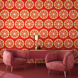 Fruit orange wallpaper, lemon pattern, Self Adhesive (Peel and Stick), Non Self Adhesive (Vinyl/Traditional), Removable, Wall Mural