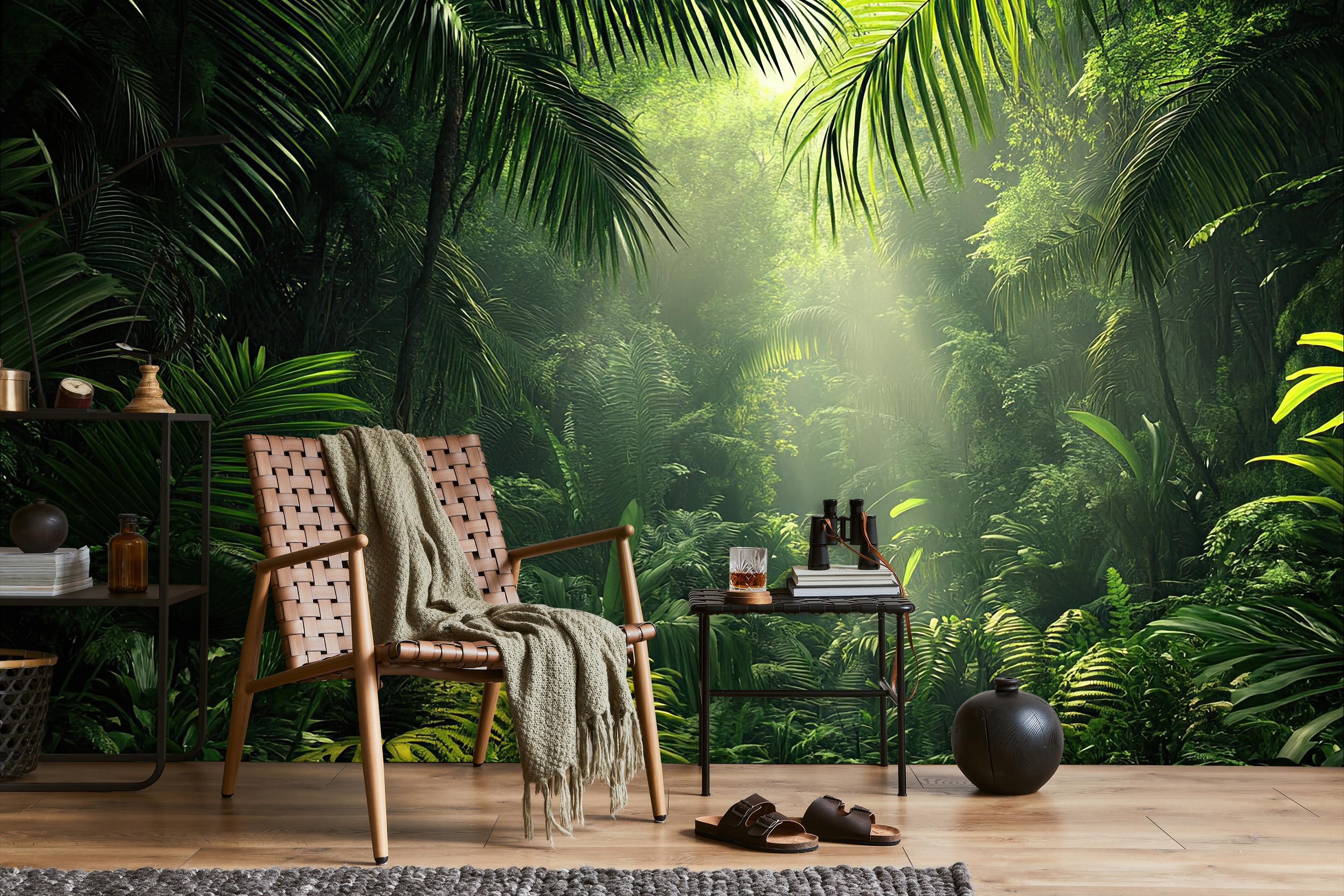 Dark Tropical Jungle Wallpaper, Forest Wall Mural, Peel and Stick ...