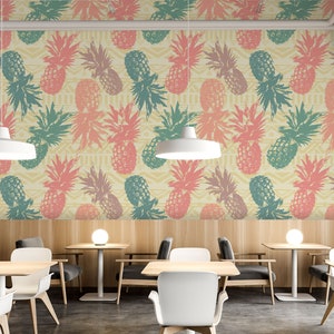 Wallpaper with pineapple, peel and stick, self adhesive, wall decor, Removable Wallpaper