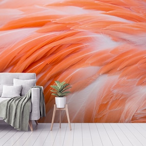 Flamingo feather wallpaper, Removable, Wall Mural, Self Adhesive (Peel and Stick), Non Self Adhesive (Vinyl/Traditional)