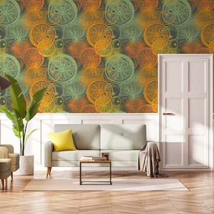 Fruit wallpaper, oranges, citrus pattern, Self Adhesive (Peel and Stick), Non Self Adhesive (Vinyl/Traditional), Removable, Wall Mural