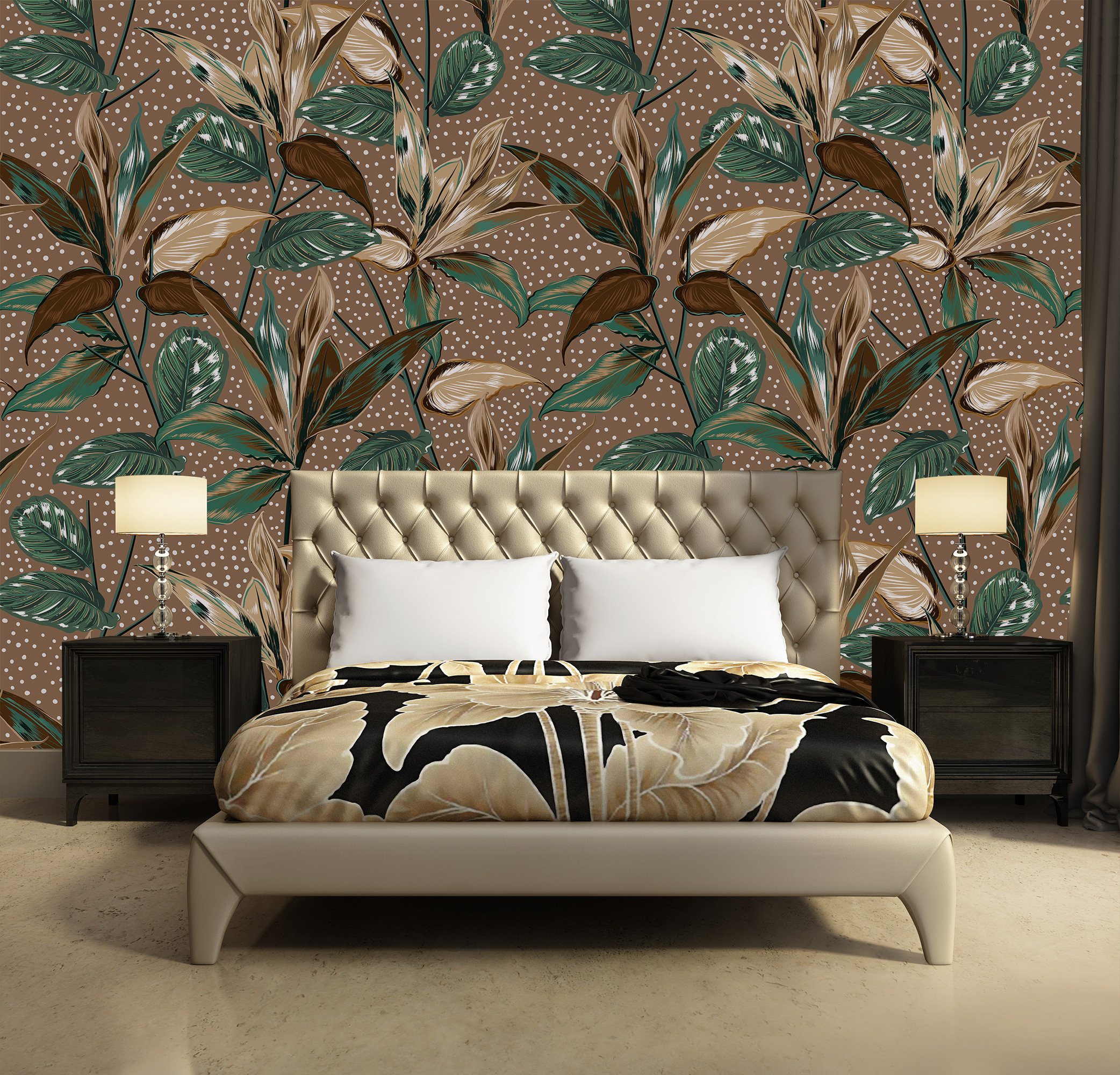 Vintage Botanical Wallpaper With Plants and Wild Forest Self - Etsy