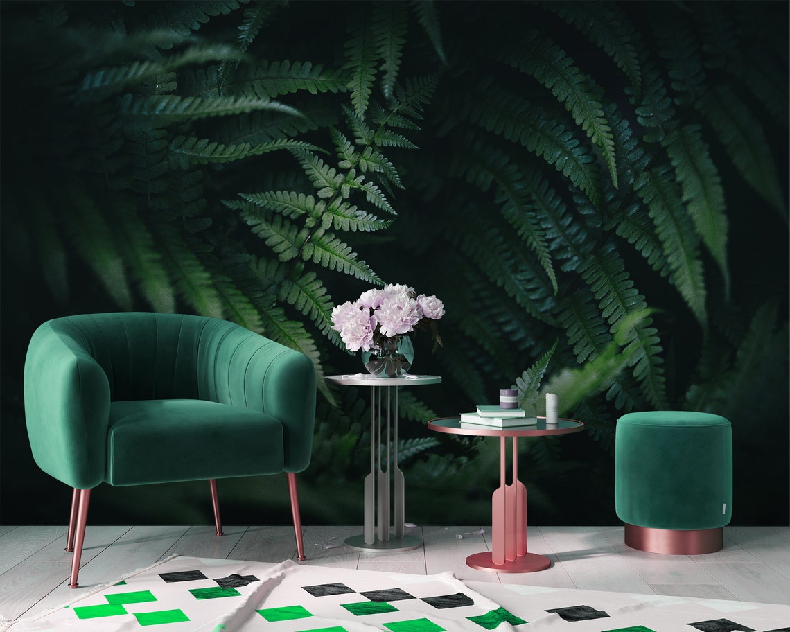 Green Wallpaper Fern Forest Wall Mural Peel and Stick - Etsy