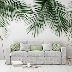 Tropische Palmenblätter Tapete, Monstera Blattdruck, Schälen und Aufkleben Wandbild, tropisches Wanddekor