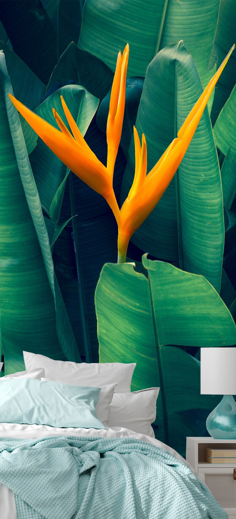 Tropical Leaves Wallpaper Mural, Peel and Stick, Vinyl Wall Covering - Etsy