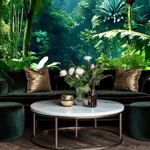 Dark tropical jungle wallpaper, rainforest wall mural, home decor, Removable, Peel and Stick or Non Self Adhesive (Vinyl), Wall Decor