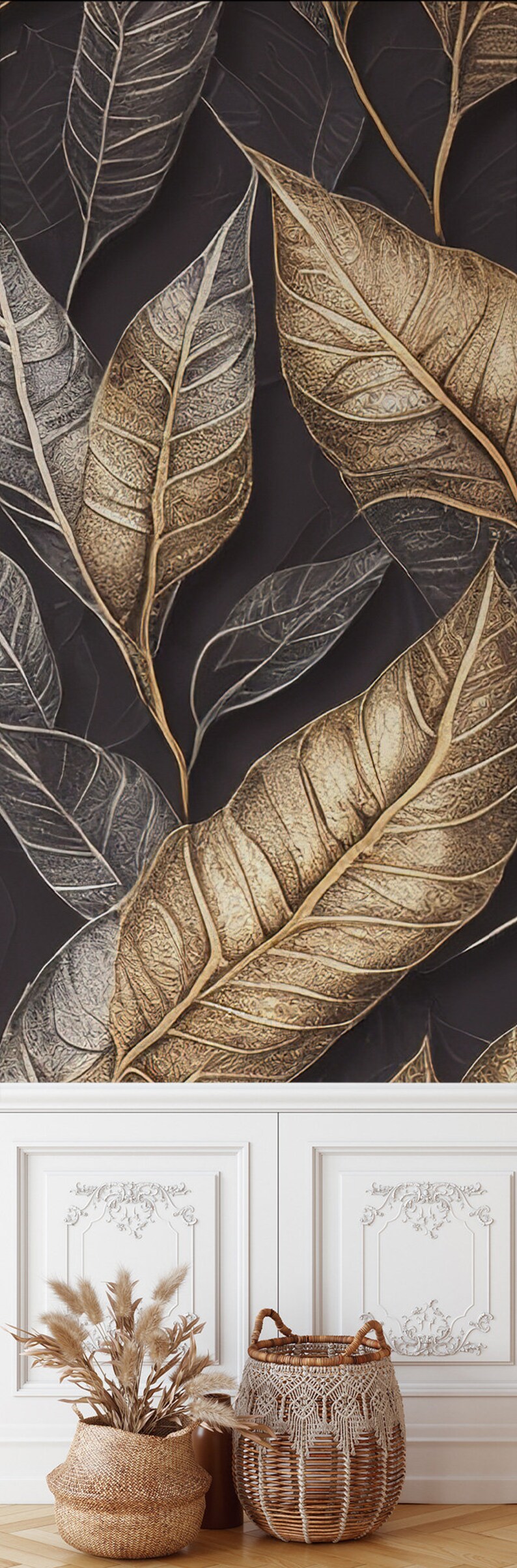 Tropical Leaves Wallpaper Mural, Peel and Stick or Vinyl Wall Covering ...