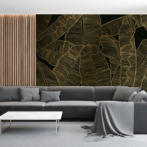 Carta da parati tropicale con foglie di banana, foglie di lusso, stacca e incolla, autoadesiva, decorazione murale, carta da parati rimovibile