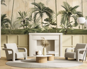 Tropical Palm Leaves Wallpaper, Removable Wall Mural (Peel and Stick Vinyl)