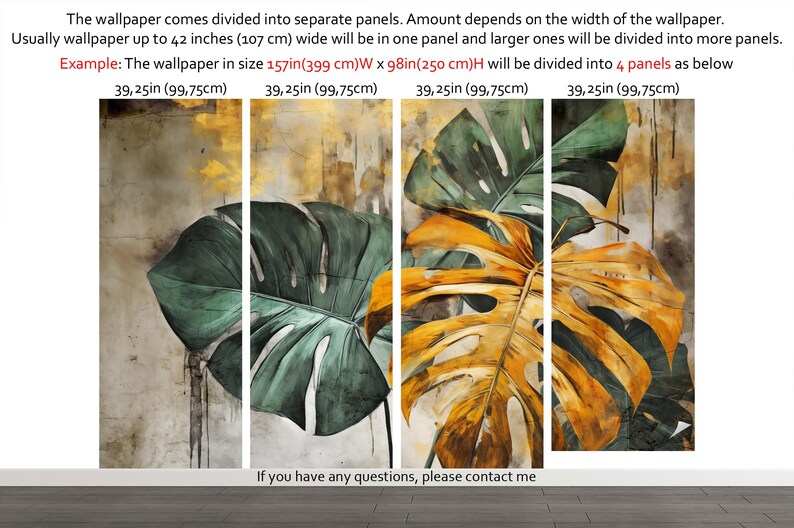 Buy Colorful Tropical Monstera Leaves Wallpaper, Botanical Mural, Home