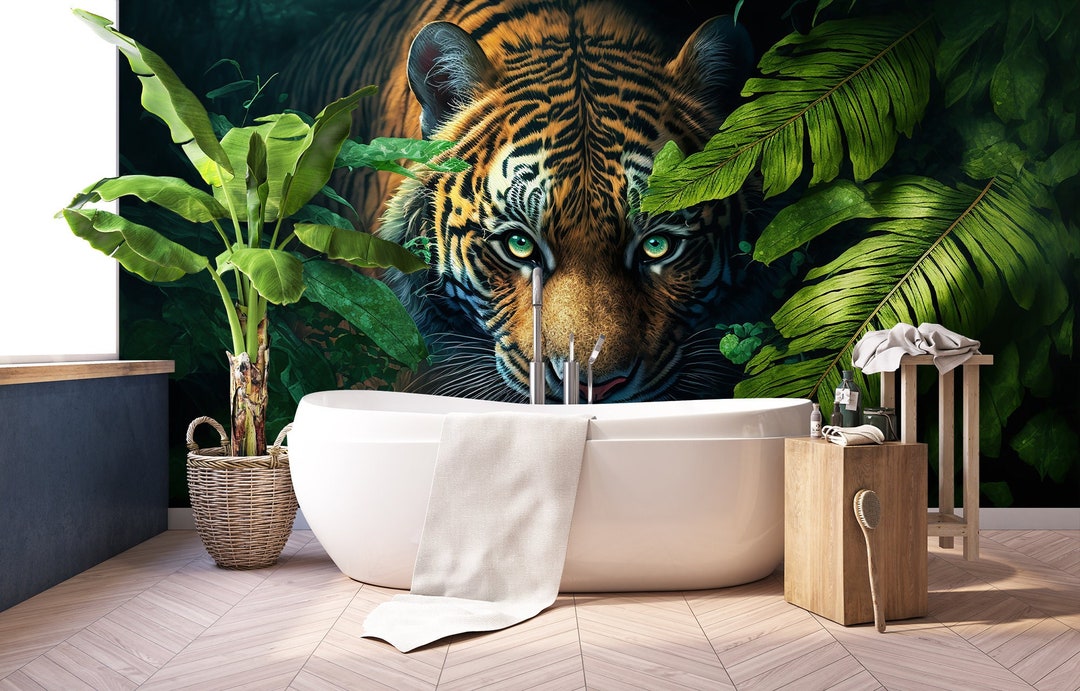 Tiger Tropical Leaves Wall Mural (peel and Stick or Vinyl) - Etsy UK