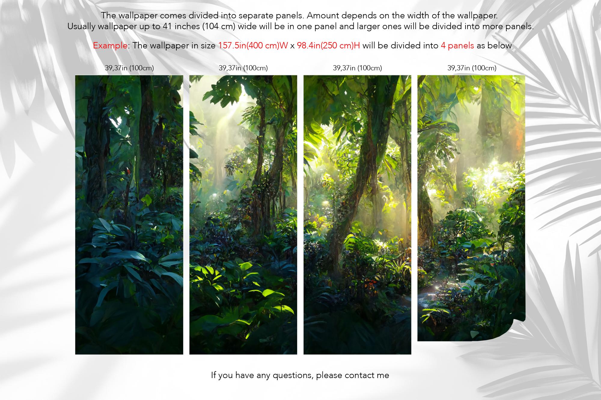 Tropcal Forest Wall Mural Ranforest Jungle Wallpaper Peel And Stck 3 thumbnail image